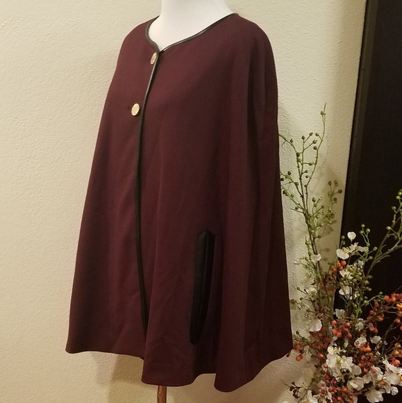 Anne Klein Burgandy Cape Large - Picture 3 of 8